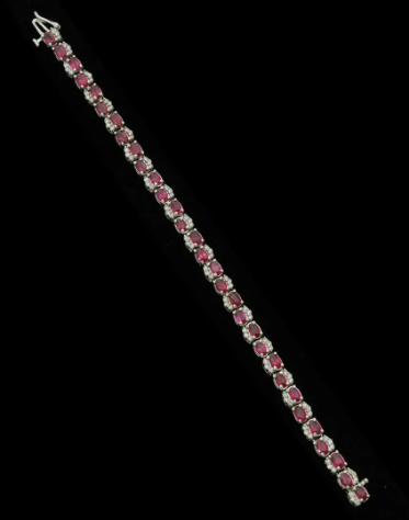 11.00 Carats Ruby and 1.40 Carats Diamond Bracelet, 18K White Gold, 7 Inches Long