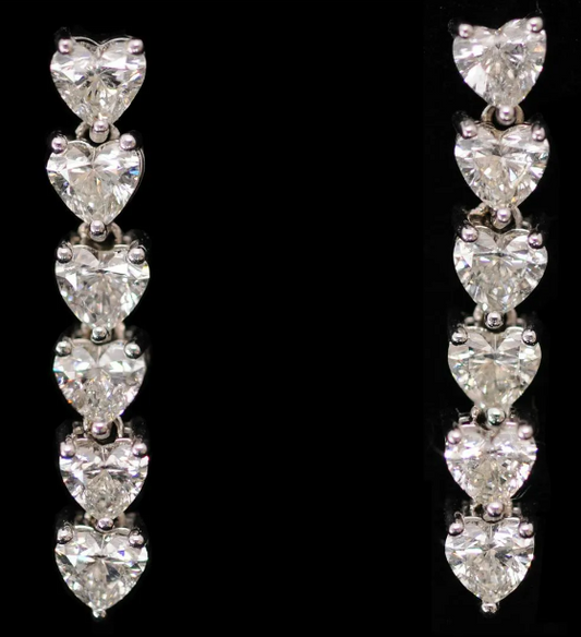 3.50 CTW Heart-Shaped Diamond Drop Earrings, 14K White Gold