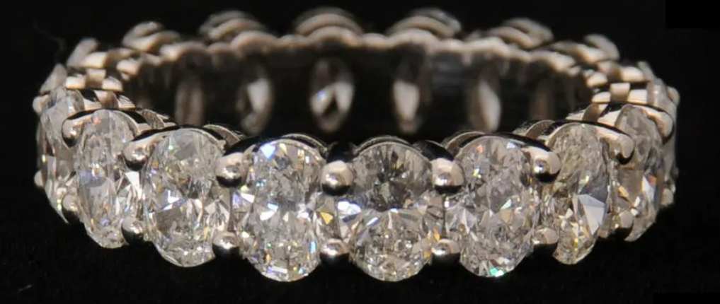 5.60 Carats Diamond Eternity Platinum Ring, Size 6.5