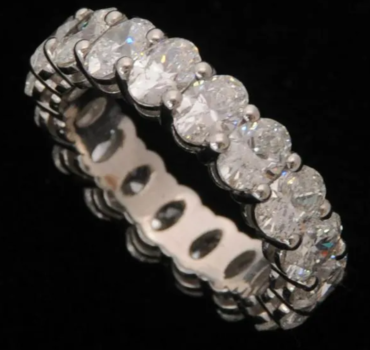 5.60 Carats Diamond Eternity Platinum Ring, Size 6.5