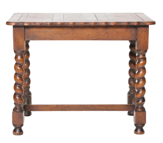 Antique Jacobean Oak Work Table with Scalloped Top