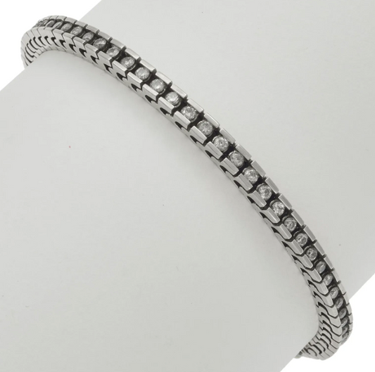 2.0 Carat Total Weight Diamonds, 14k White Gold Line Bracelet