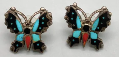 Pair of Vintage Butterfly Inlay Earrings