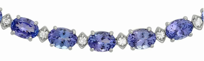 35.89ct Tanzanite 1.73ct Diamond 14KT White Gold Necklace