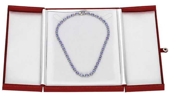 35.89ct Tanzanite 1.73ct Diamond 14KT White Gold Necklace