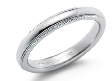 Tiffany & Co. 3 mm wide Platinum 950 Band, Size 5 1/4