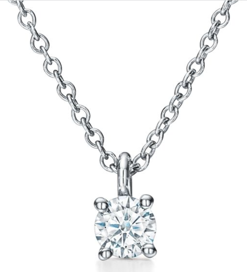 Tiffany Solitaire 0.12 Carat Diamond Pendant, Platinum 950 Necklace